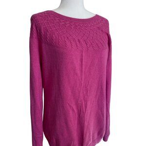 Talbots Pink Cable Knit Crew Neck Sweater